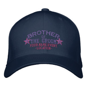 Personlig Stars Brother of the Groom in Rosa Broderad Keps