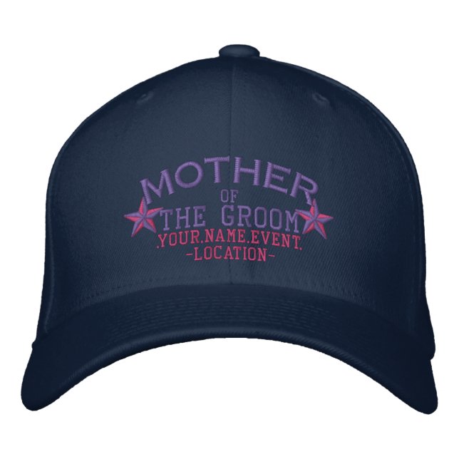 Personlig Stars Mor i Groom i Rosa Broderad Keps (Framsida)