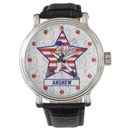 Personlig Stars och stripes Baseball Batter v1 Armbandsur
