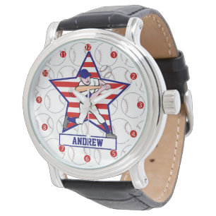 Personlig Stars och stripes Baseball Batter v1 Armbandsur
