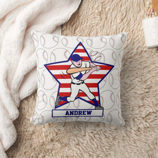 Personlig Stars och stripes Baseball Batter v1 Kudde (Filt)