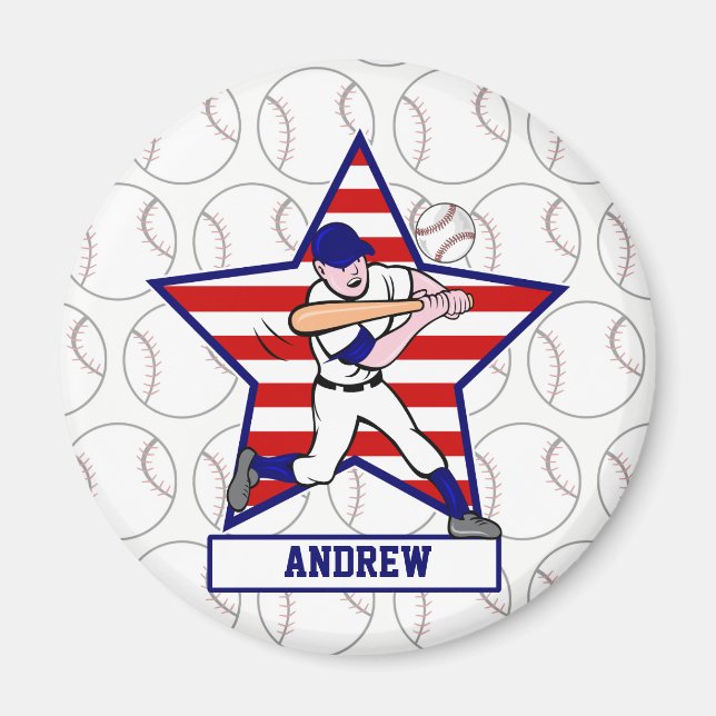 Personlig Stars och stripes Baseball Batter v1 Magnet (Framsidan)