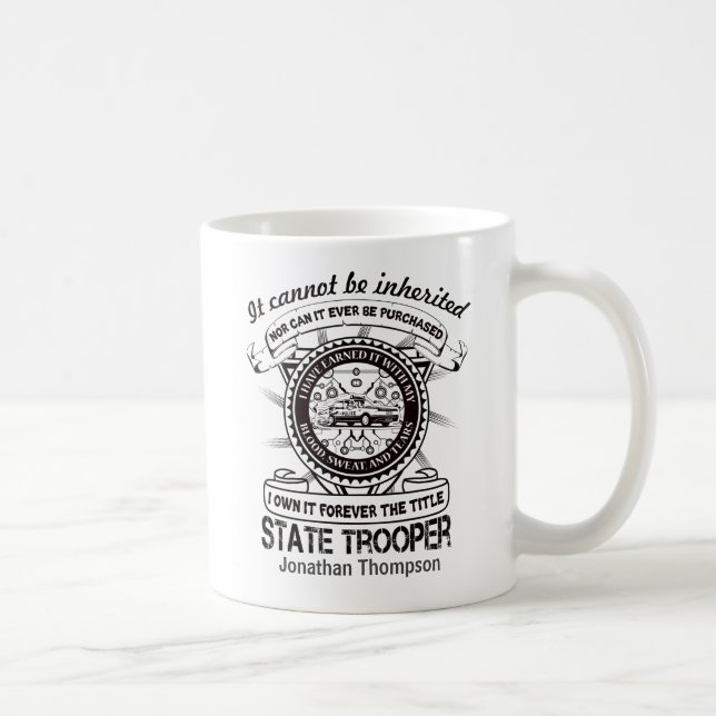 Personlig State Trooper-avskrivning Kaffemugg (Höger)