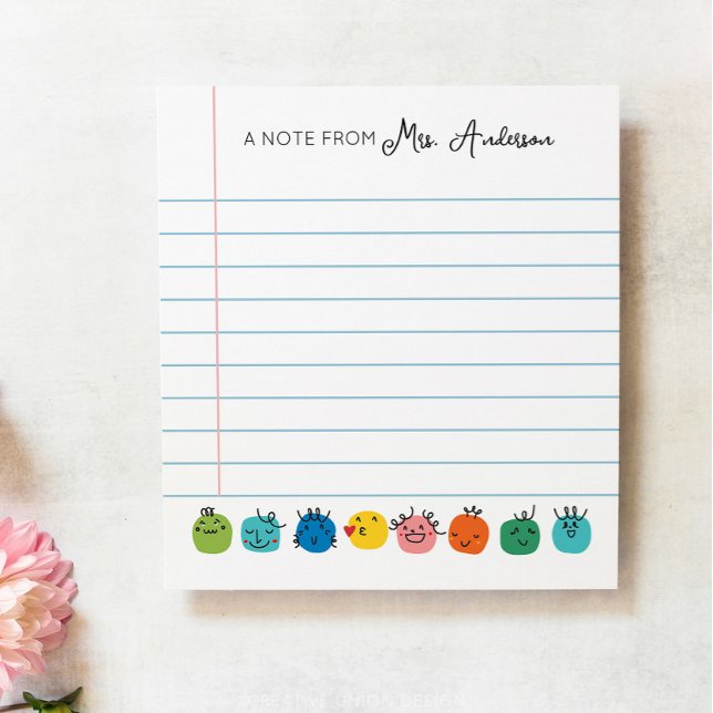 Personlig Stationery Anteckningsblock Emoji Teache (Teacher appreciation gift)