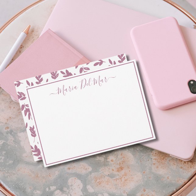 Personlig Stationery Botanical Dusty Ro Anteckningskort (Skapare uppladdad)