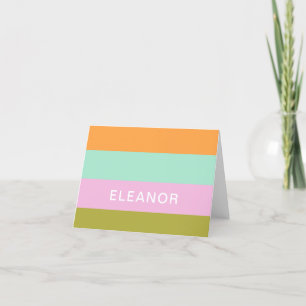 Personlig Stationery Bright Pastel Cute Stripe Tack Kort