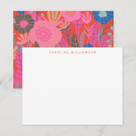 Personlig Stationery Colorful Red Boho Blommigt  Anteckningskort