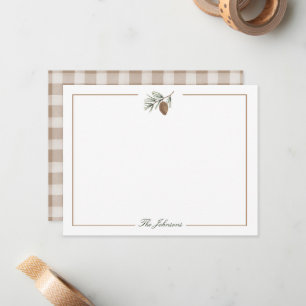 Personlig Stationery för Autumn Rustic Pinecone Anteckningskort