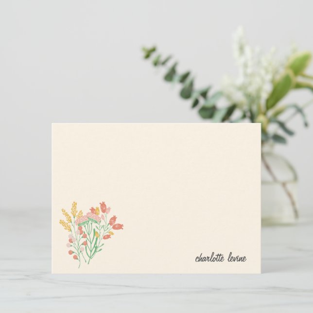 Personlig Stationery för enkel Blommigt Wildblommo Tack Kort (Stående Fram)
