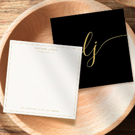Personlig Stationery för enkel  i svart Guld Anteckningskort