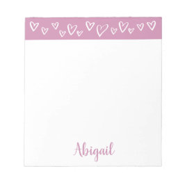 Personlig Stationery Hearts Lilac Lila Anteckningsblock