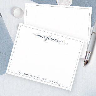 Personlig Stationery med enkel i Blått Gräns Anteckningskort