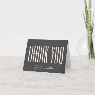 Personlig Stationery Modern Black Elegant Namn Tack Kort