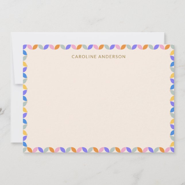 Personlig Stationery Namn Bright Pastel Gräns Tack Kort (Framsida)