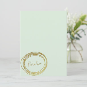 Personlig Stationery Pastel Mint Grönt Guld Anteckningskort