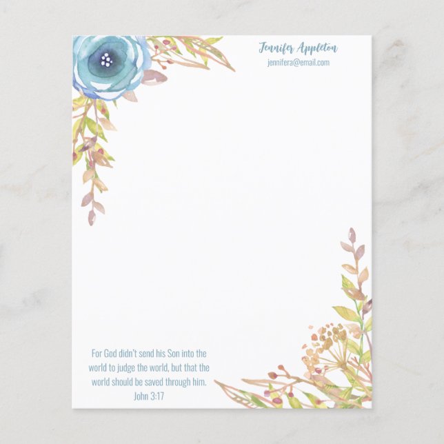 Personlig Stationery | Skript | Dusty Blue Flygblad (Framsidan)