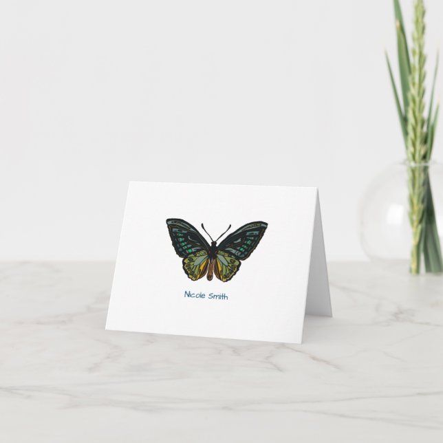 Personlig Stationery - Streckande Grönt Butterfly Kort (Framsida)