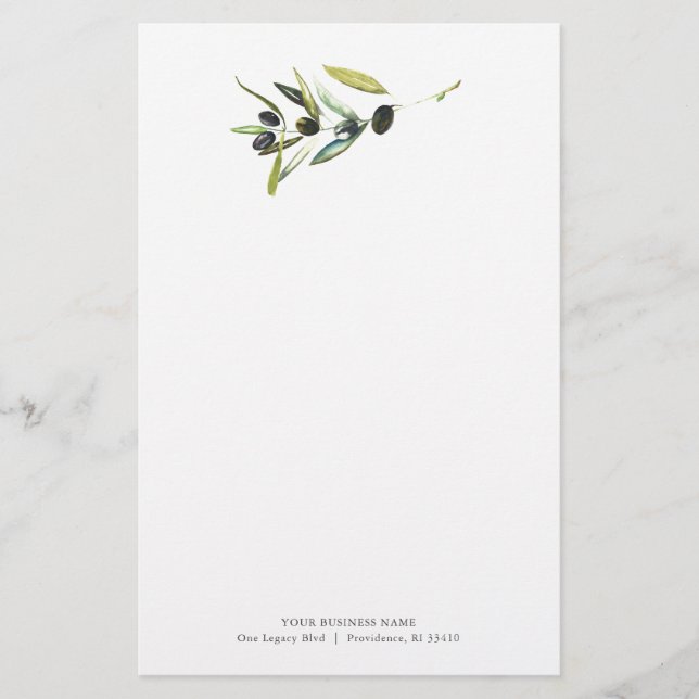 Personlig Stationery Watercolor Olive Gren Brevpapper (Framsida)