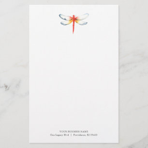 Personlig Stationery Watercolor Red Dragonfly Brevpapper