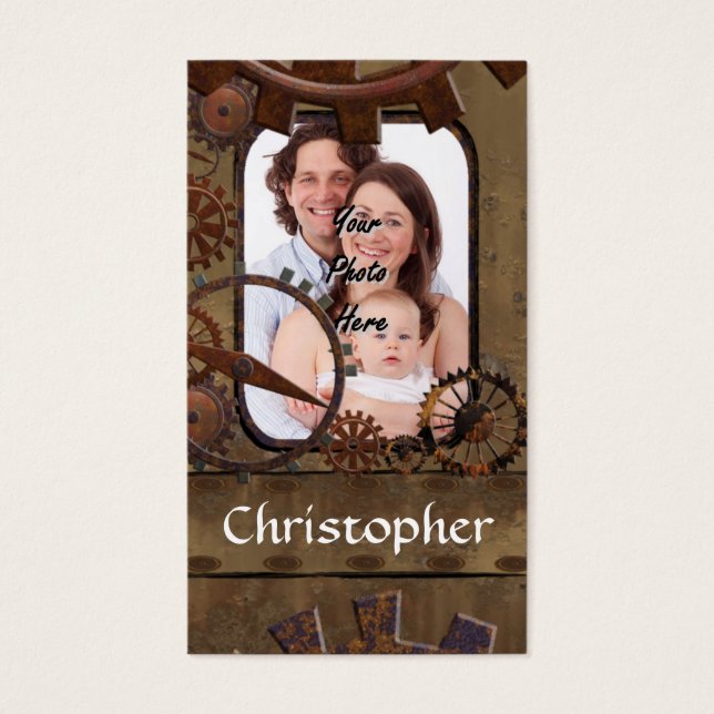 Personlig steampunk-fotomall visitkort (Framsidan)