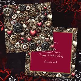 Personlig Steampunk Hearts Valentine Day Kort