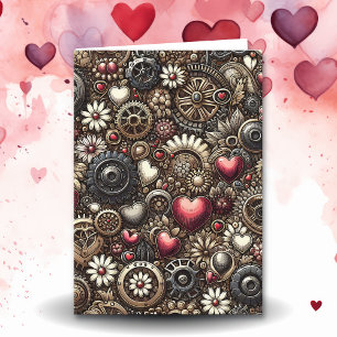 Personlig Steampunk Hearts Valentine Day Kort