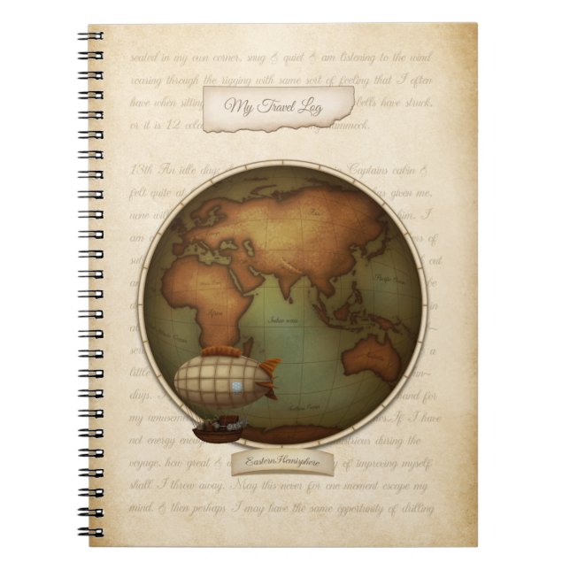 Personlig Steampunk Karta Journal reslogg Anteckningsbok (Framsidan)