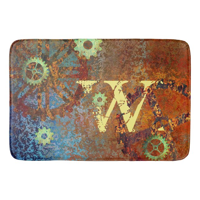 Personlig Steampunk Rusty Clockwork Gears Badrumsmatta (Framsidan)
