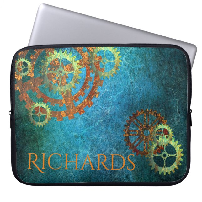 Personlig Steampunk Rusty Gears Laptop Fodral (Framsidan)