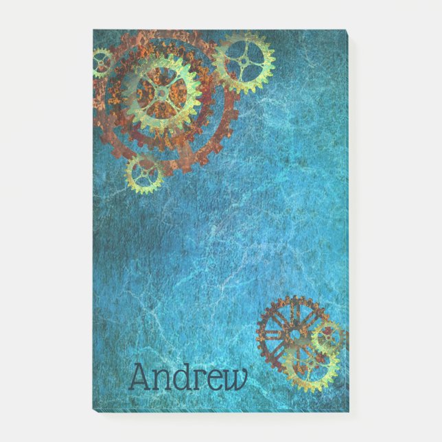 Personlig Steampunk Rusty Gears Post-it Notes (Framsida)