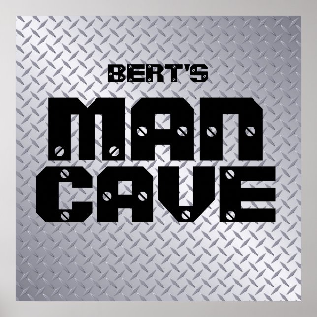 Personlig Steel Diamond Plate Man Cave Poster (Framsidan)