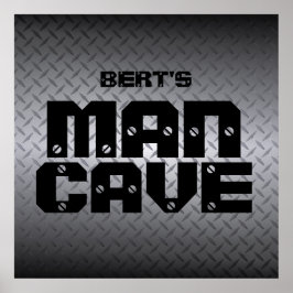 Personlig Steel Diamondplate Man Cave Poster