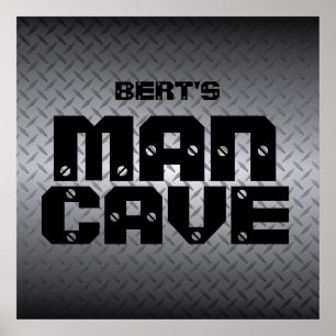 Personlig Steel Diamondplate Man Cave Poster