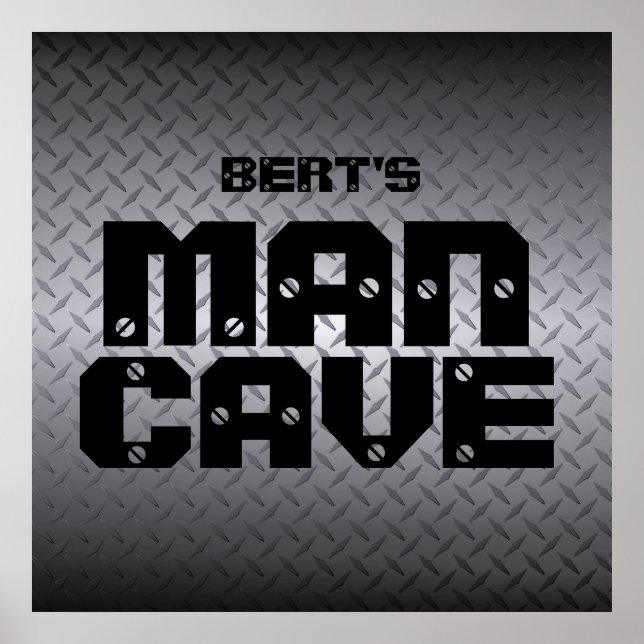 Personlig Steel Diamondplate Man Cave Poster (Framsidan)