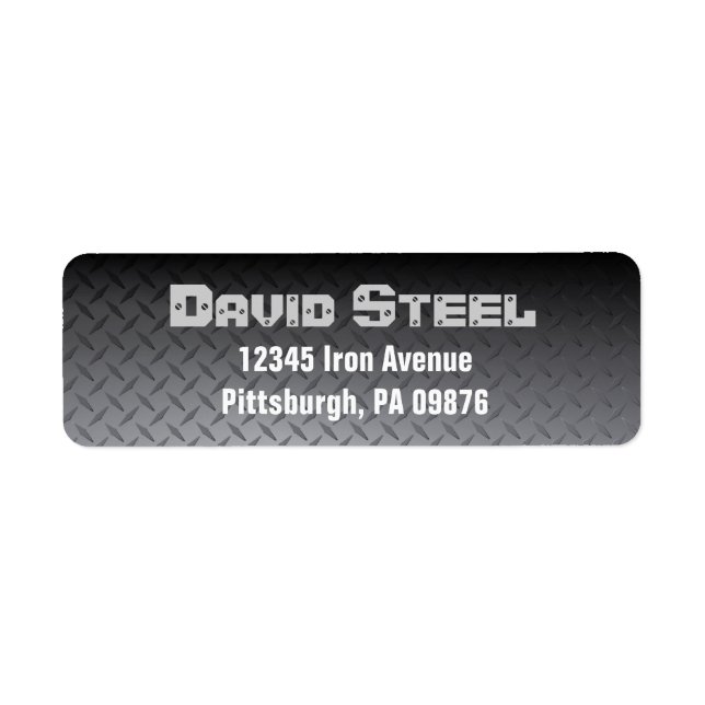 Personlig Steel Diamondplate-Returadress Returadress Etikett (Framsidan)