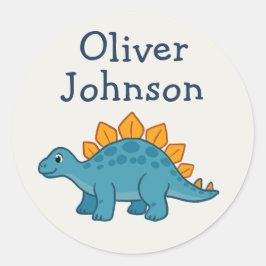 Personlig Stegosaurus Söt Dinosaurie Namn Barn Runt Klistermärke