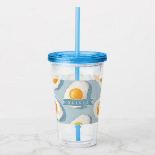 Personlig stekt äggmönster kul blå rolig take away mugg
