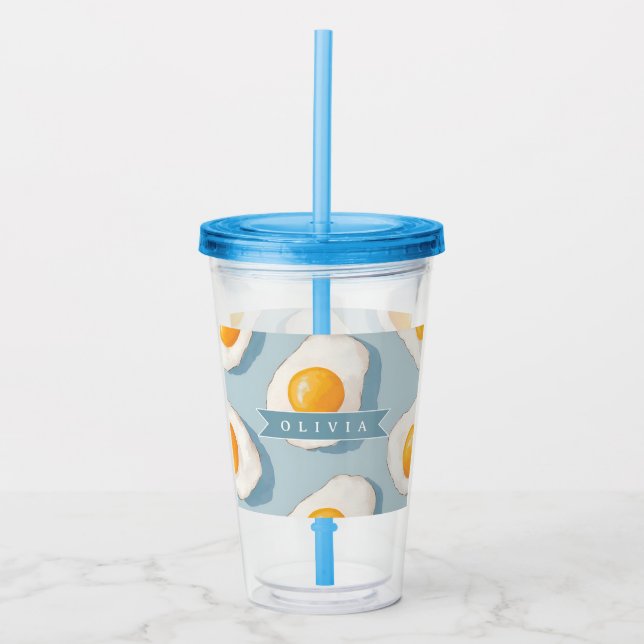Personlig stekt äggmönster kul blå rolig take away mugg (Framsida)