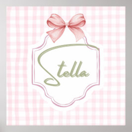Personlig Stella Baby Girl Nursery Bow&Gingham Poster