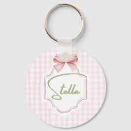 Personlig Stella Flicka Nursery Bow&Gingham Nyckelring