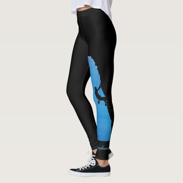 Personlig Sten Kliber Silhouette med Namn Leggings (Vänster)