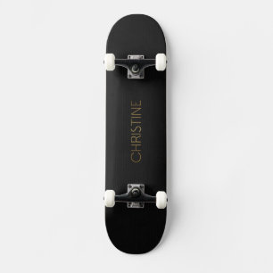 Personlig Stencil Font Christine Guld på Black Mini Skateboard Bräda 18,7 Cm