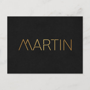 Personlig Stencil Font Martin Guld Black Vykort