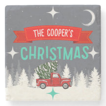 Personlig stensky Christmas Tree Coaster