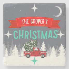 Personlig stensky Christmas Tree Coaster Stenunderlägg