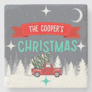 Personlig stensky Christmas Tree Coaster Stenunderlägg