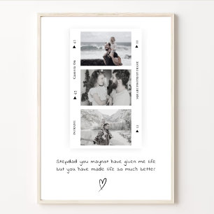 Personlig Step Pappa - minimalt foto-gift Poster