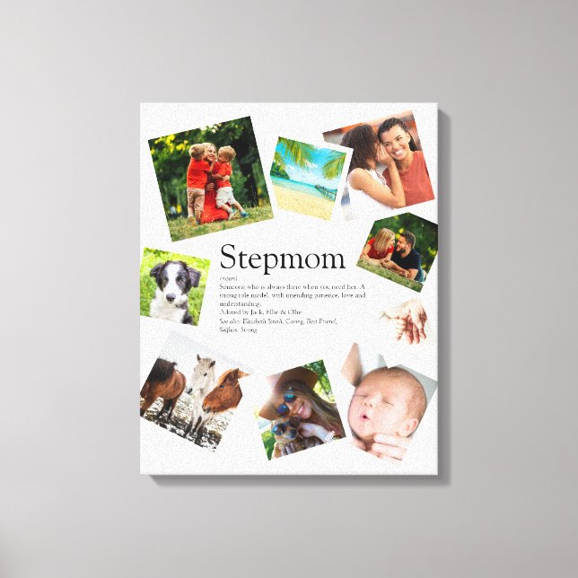 Personlig Stepmamma Definition 9 Photo Collage Canvastryck (Framsida)