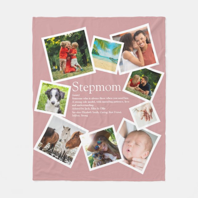 Personlig Stepmom Definition 9 Foto Blush Rosa Fleecefilt (Framsidan)