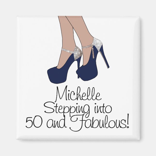Personlig "Stepping into 50 and Fabulous" Party Magnet (Framsidan)